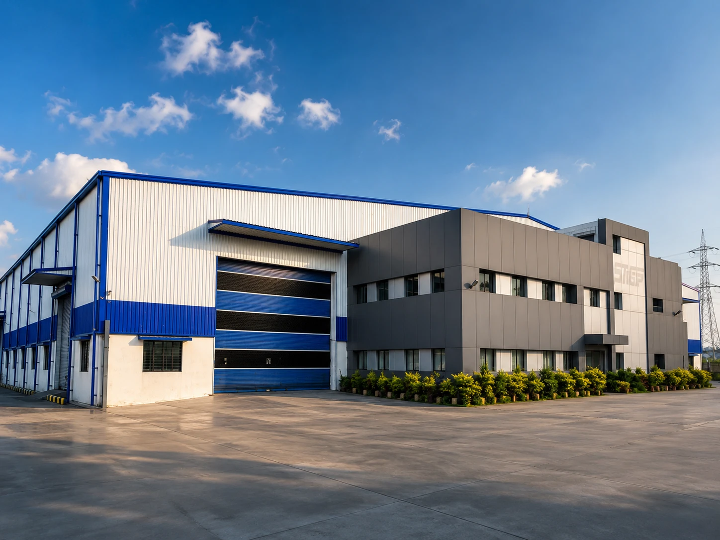 Exterior elevation of the CIPL I heavy fabrication facility in MIDC Phase 2, Sawardari